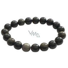 Obsidian zlatý náramek elastický přírodní kámen, 10 mm / 16 - 17 cm, kámen záchrany
