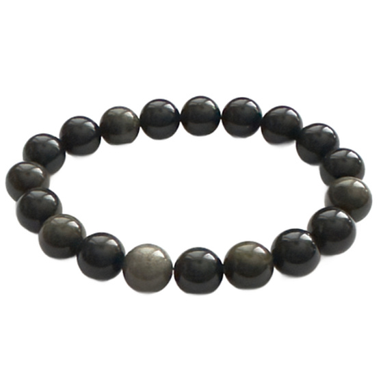 Obsidian zlatý náramek elastický přírodní kámen, 10 mm / 16 - 17 cm, kámen záchrany