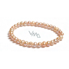 Perla říční fialová nepravidelná náramek elastický přírodní, kulička 5 x 4 mm / 16 - 17 cm, symbol ženskosti, přináší obdiv