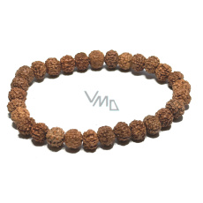 Rudraksha náramek elastický přírodní kámen 7 mm / 16 - 17 cm