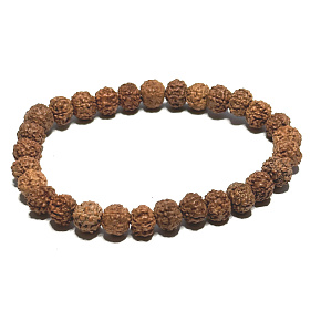 Rudraksha náramek elastický přírodní kámen 7 mm / 16 - 17 cm