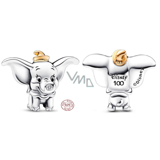 Charm Sterlingové stříbro 925 Disney 100. výročí Dumbo slon, korálek na náramek, film