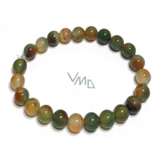 Achát paví náramek elastický přírodní kámen, kulička 8 mm / 16 - 17 cm, klid - ochrana - síla - harmonie