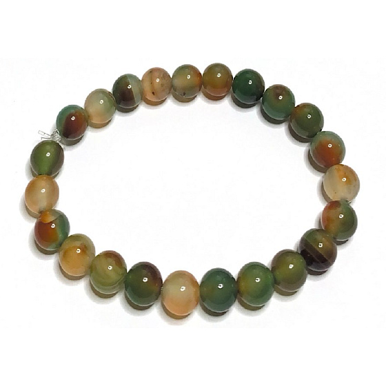 Achát paví náramek elastický přírodní kámen, kulička 8 mm / 16 - 17 cm, klid - ochrana - síla - harmonie