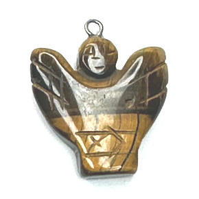 Tygří okol Anděl, andělská křídla přívěsek přírodní kámen ručně broušený 25 x 21 x 5 mm, kámen slunce a země, přináší štěstí a bohatství