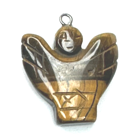 Tygří okol Anděl, andělská křídla přívěsek přírodní kámen ručně broušený 25 x 21 x 5 mm, kámen slunce a země, přináší štěstí a bohatství