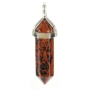 Obsidian mahagon kyvadlo šestihran přívěsek přírodní kámen 41 x 13 mm, kámen záchrany