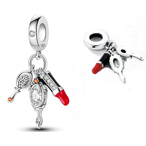 Charm Chic style - Rtěnka, hřeben, zrcátko 3v1, přívěsek na náramek, zájmy