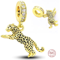 Charm Sterlingové stříbro 925 Leopard, přívěsek na náramek zvíře