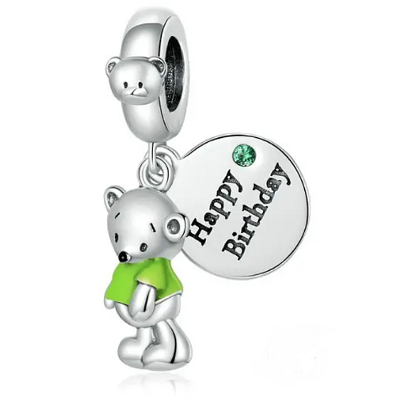 Charm Medvídek šťastné narozeniny 2v1, přívěsek na náramek narozeniny