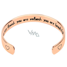 Nerezová ocel náramek pozlacený s gravírováním Jsi milovaný..., otevřená manžeta, 2,5 mm Nerezová ocel náramek pozlacený s gravírováním Jsi milovaný..., otevřená manžeta, 2,5 mm