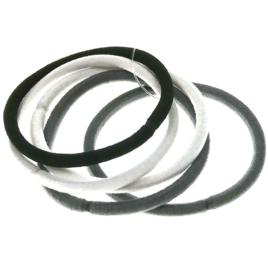 Vlasová gumička šedá, bílá, černá 5 x 0,4 cm 5 kusů