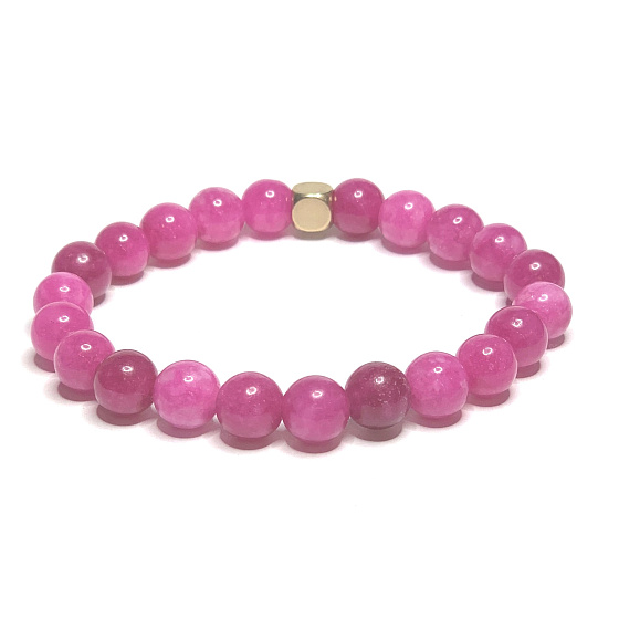 Turmalín Rubelit růžový náramek elastický přírodní kámen, kulička 8 mm / 16 - 17 cm, strážce dobré nálady