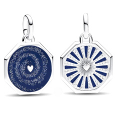 Charm Mini medailon - Galaxie srdce, přívěsek na náramek vesmír