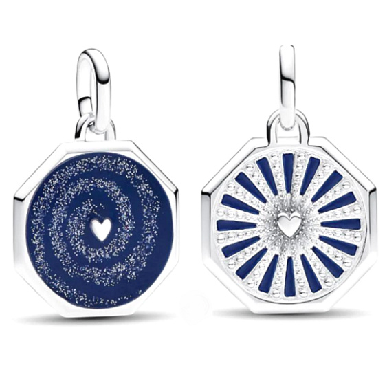 Charm Mini medailon - Galaxie srdce, přívěsek na náramek vesmír
