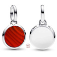 Charm Srebrna 925 Mini medalion czerwony imitacja Agatu, zawieszka na bransoletkę symbol