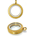 Medailon s otočným uzávěrem nerezový zlatá barva tloušťka 6,5 mm x 30 mm