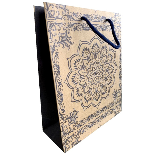Nekupto Dárková kraftová taška 18,7 x 24,3 x 8 cm Modrá mandala