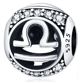 Charm Znamení zvěrokruhu Váhy + zirkony, korálek na náramek