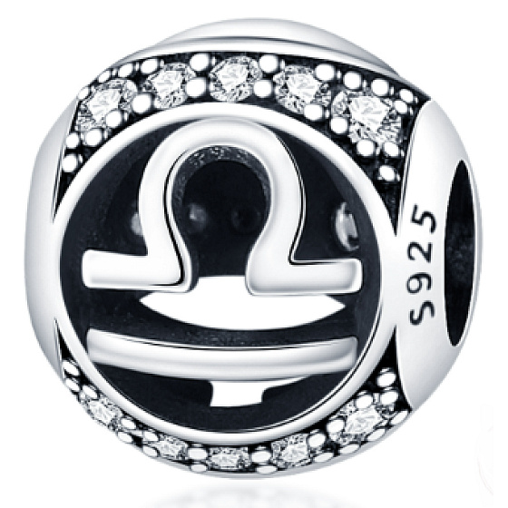 Charm Znamení zvěrokruhu Váhy + zirkony, korálek na náramek