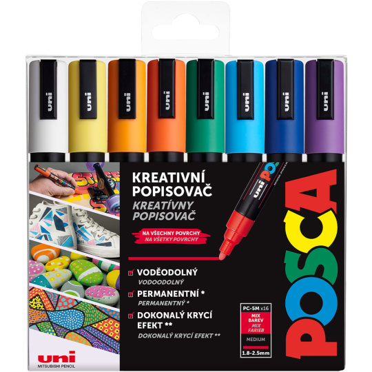 Posca Univerzální sada akrylátových popisovačů 1,8 - 2,5 mm mix barev 16 kusů PC-5M