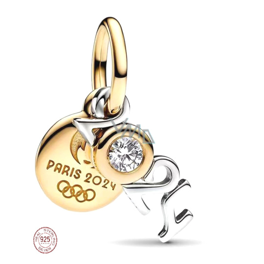 Charm Sterlingové stříbro 925 Paříž 2v1 2024 Olympiáda, přívěsek na náramek sport