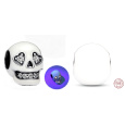 Charm Sterlingové stříbro 925 Třpytivá lebka, zářící ve tmě modře, luminozní korálek na náramek Halloween