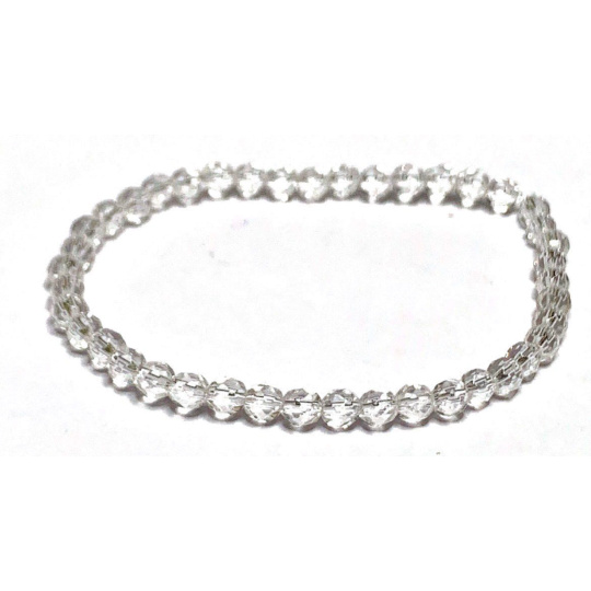 Křišťál fazet náramek elastický přírodní kámen, kulička 4 mm / 16 - 17 cm, kámen kamenů