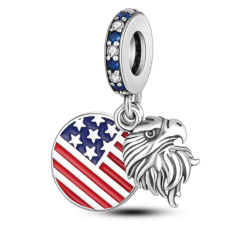 Charm USA vlajka + orel, 2v1 přívěsek na náramek cestování
