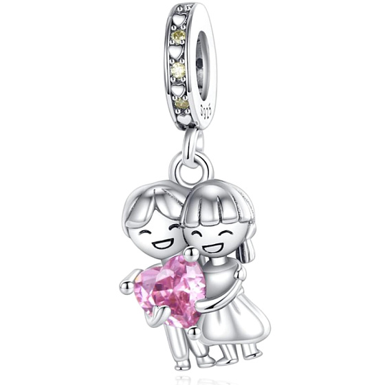 Láska - my jsme zamilovaní, stříbrný 925 přívěsek na náramek