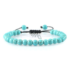 Tyrkenit náramek přírodní kámen, ručně pletený, nastavitelná velikost kulička 6 mm / 16 - 17 cm, kámen mladých lidí, hledá životní cíl