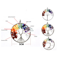 7 čaker Strom života přívěsek přírodní kámen, léčivý 5 cm