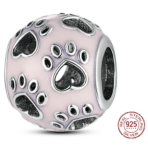 Charm Tlapky, srdce, korálek na náramek mazlíček