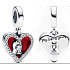Charm Červené srdce s klíčovou dírkou 2v1, přívěsek na náramek láska