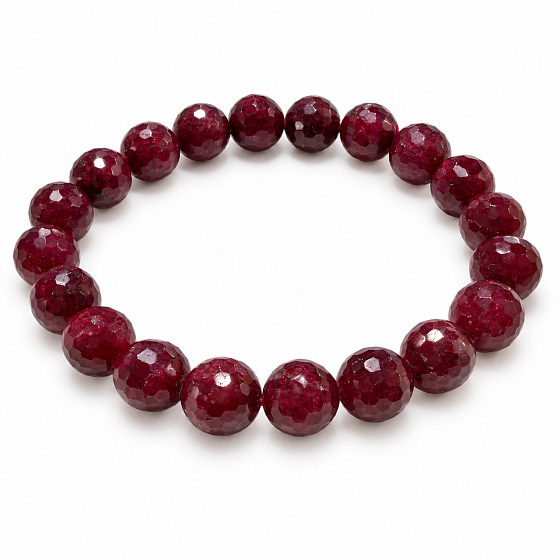 Rubínový fazetovaný náramek Královský oheň, přírodní kámen, kulička10 - 10,8 mm / 16 - 17 cm | Náramek vášně, odvahy a hojností