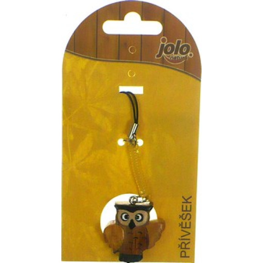 Nekupto Jolo Natura přívěšek na mobil dřevěný malý Sova 1 kus