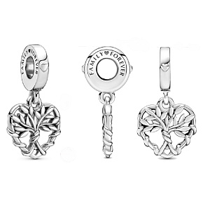 Charm Srdce se stromem rodiny, přívěsek na náramek rodina