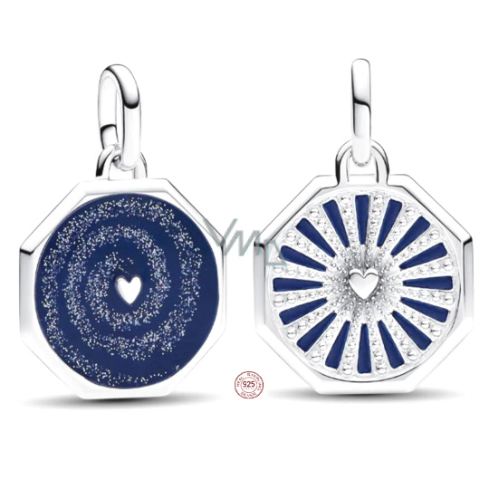 Zawieszka Srebrna 925 Galaxy Serce - Mini Medalion, Przewieszenie na Bransoletkę Kosmos Zawieszka Srebrna 925 Galaxy Serce - Mini Medalion, Przewieszenie na Bransoletkę Kosmos