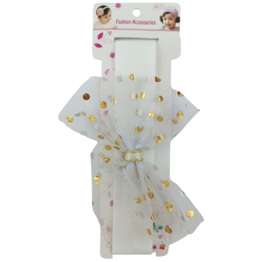 Čelenka do vlasů látková s mašlí bílá 17 cm 1 kus