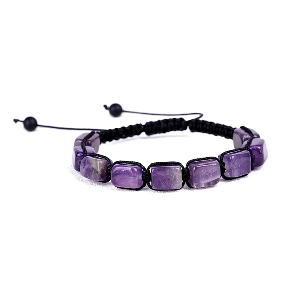 Ametyst náramek přírodní kámen, ručně pletený, nastavitelná velikost, kámen králů a biskupů