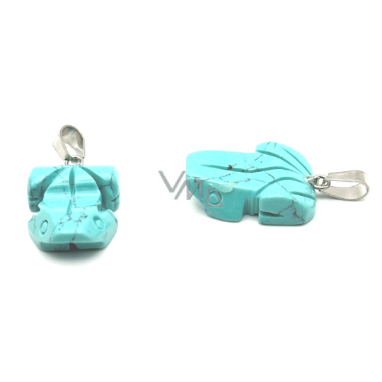 Tyrkenit / Howlite Žába pro štěstí přívěsek přírodní kámen cca 20 x 15 mm, kámen mladých lidí, hledá životní cíl