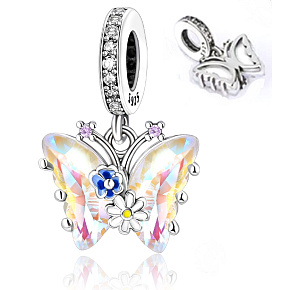 Charm Motýl - květiny, přívěsek na náramek zvíře