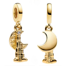 Charm SAE Dubaj Burdž Chalífa & měsíc, 2v1 nejvyšší budova světa, symbol snů, výšek přívěsek na náramek cestování