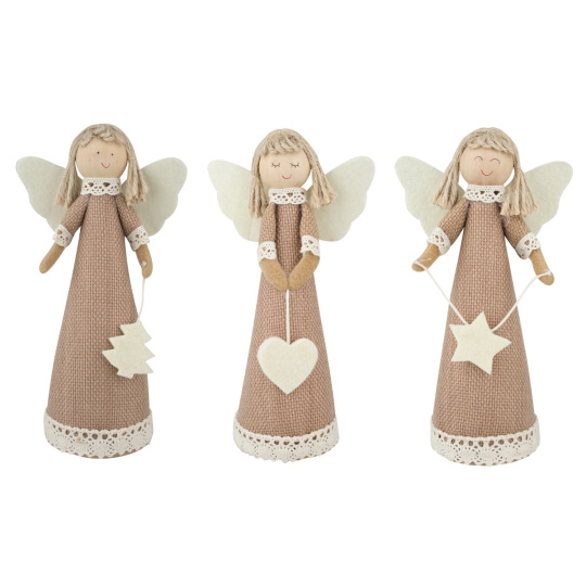 Anděl jutový s krajkou na postavení 18 cm 1 kus