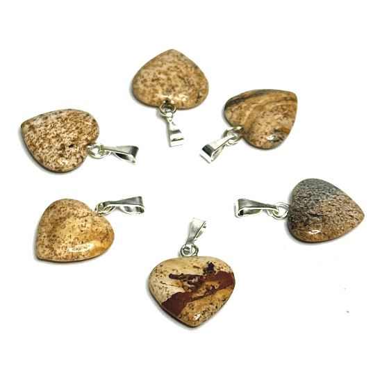 Jaspis obrázkový Srdce přívěsek přírodní kámen 15 mm, kámen pozitivní energie