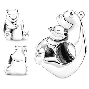 Charm Objímající se lední medvědi, korálek na náramek rodina