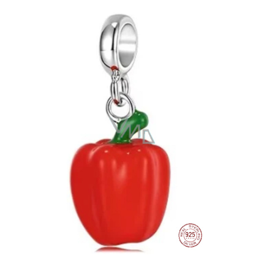 Charm Sterlingové stříbro 925 Paprika červená, přívěsek na náramek jídlo Charm Sterlingové stříbro 925 Paprika červená, přívěsek na náramek jídlo