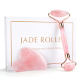 Růženin Gua Sha 5 x 8 cm + váleček masážní 14 x 5,5 cm redukuje vrásky, otoky, zlepšuje pružnost pokožky, sada, kámen lásky