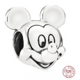 Charm Sterlingové stříbro 925 Disney Mickey Mouse portrét, korálek na náramek, film