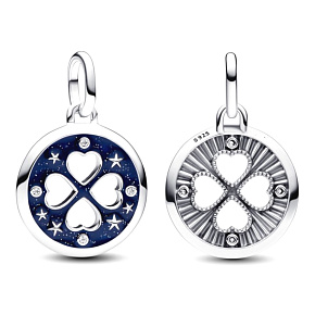 Charm Mini medailon - Srdce v čtyřlístku, štěstí, přívěsek na náramek symbol